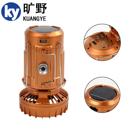 Solar Fan Lantern Camping Outdoor Power Bank, Multifunctional Portable Lamp Emergency Tent Camping Mosquito Repellent  Hot