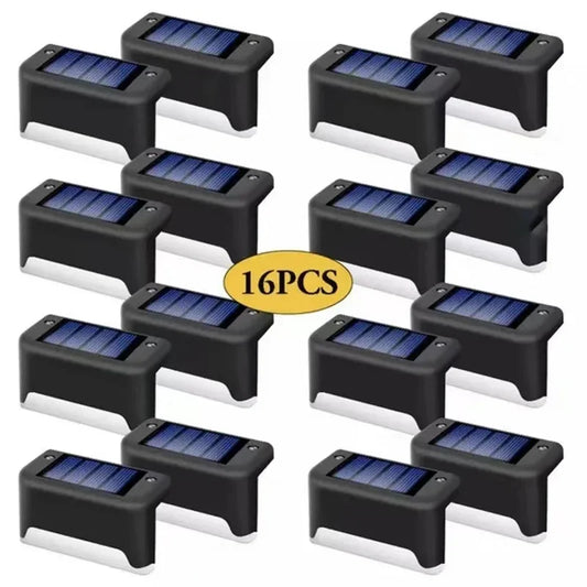 Solar Deck Lights 16 Pack Outdoor Step Lights Waterproof Led Solar Lights for Railing Stairs Step Fence Yard Patio and Pathway